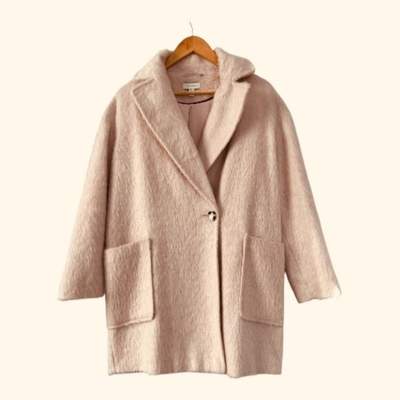 Topshop Textured Oversized Blush Pink Coat – Women’s Size US 2 (fit up to M) - Picture 1 of 5